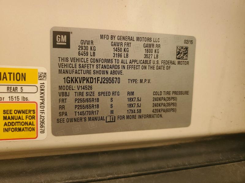 2015 Gmc Acadia მანქანა იყიდება აუქციონზე, vin: 1GKKVPKD1FJ295670, აუქციონის ნომერი: 61106386