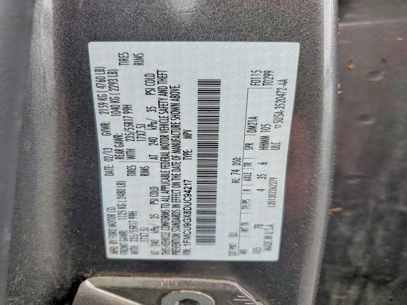 Продажа на аукционе авто 2013 Ford Escape, vin: 1FMCU9GX8DUC94217, номер лота: 59395266