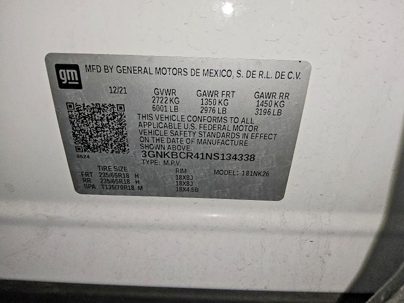 Продаж на аукціоні авто 2022 Chevrolet Blazer, vin: 3GNKBCR41NS134338, номер лоту: 61125066