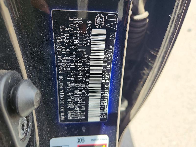 Aukcja sprzedaży 2015 Toyota Corolla, vin: 2T1BURHE0FC344587, numer aukcji: 59914906