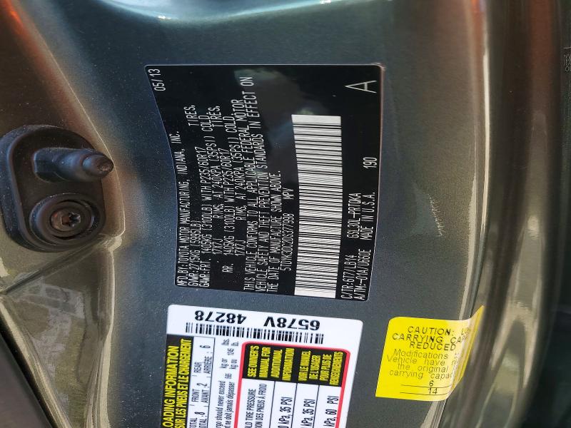 2013 Toyota Sienna მანქანა იყიდება აუქციონზე, vin: 5TDYK3DC2DS377998, აუქციონის ნომერი: 61188746