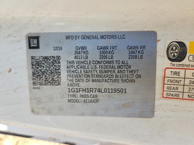 2020 Chevrolet Camaro მანქანა იყიდება აუქციონზე, vin: 1G1FH1R74L0119501, აუქციონის ნომერი: 60960326