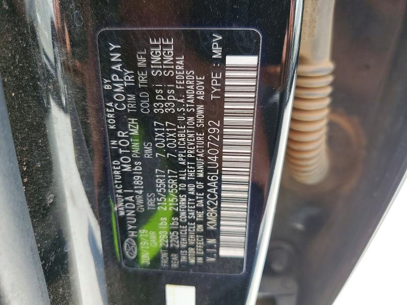 Aukcja sprzedaży 2020 Hyundai Kona, vin: KM8K2CAA6LU407292, numer aukcji: 61160456