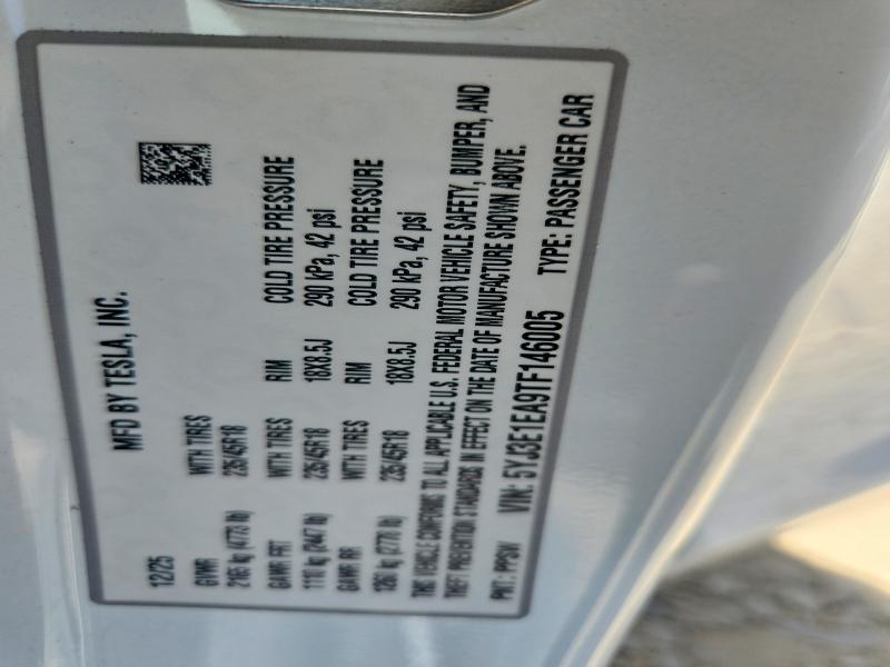 Продаж на аукціоні авто 2026 Tesla Model 3, vin: 5YJ3E1EA9TF146005, номер лоту: 61445126