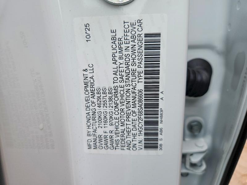 61085956 :رقم المزاد ، 1HGCY2F68SA086606 vin ، 2025 Honda Accord مزاد بيع