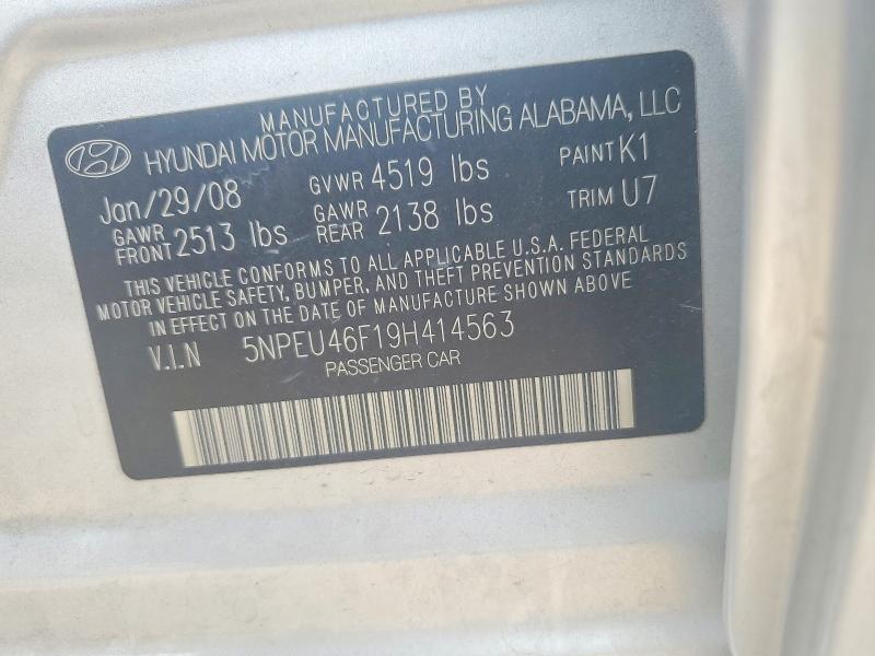 58846856 :رقم المزاد ، 5NPEU46F19H414563 vin ، 2009 Hyundai Sonata مزاد بيع
