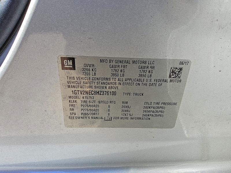 Auction sale of the 2017 Gmc Sierra, vin: 1GTV2NEC8HZ376100, lot number: 59199596