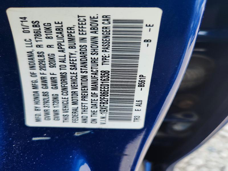 Aukcja sprzedaży 2014 Honda Civic, vin: 19XFB2F86EE016358, numer aukcji: 63523036