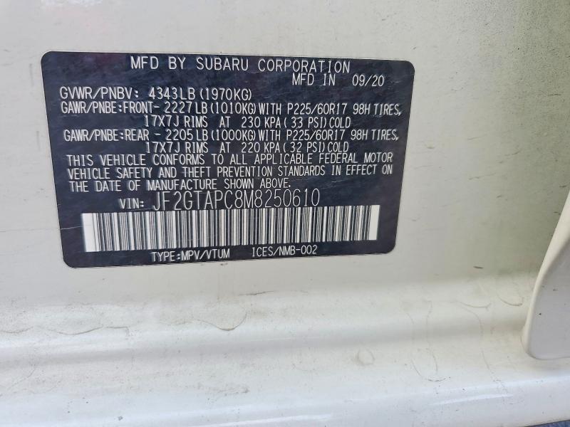 Продаж на аукціоні авто 2021 Subaru Crosstrek, vin: JF2GTAPC8M8250610, номер лоту: 61661646