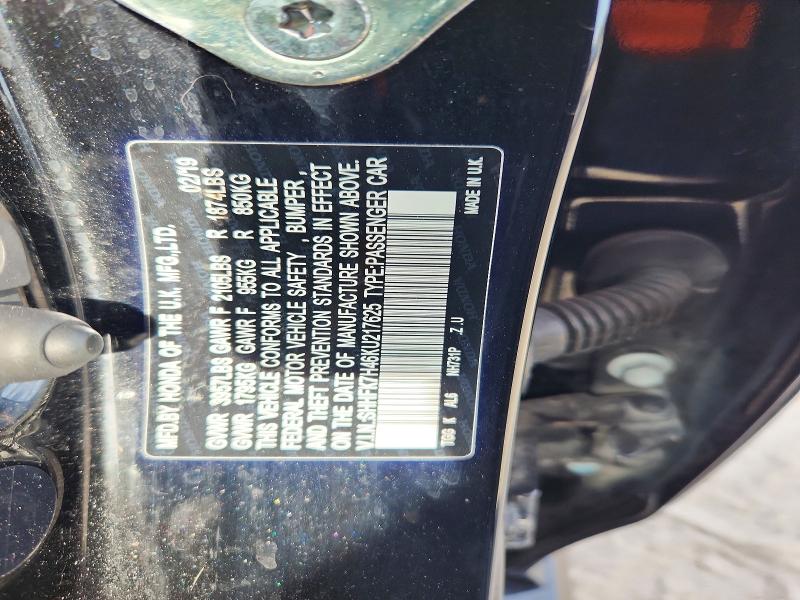 59395646 :رقم المزاد ، SHHFK7H46KU217625 vin ، 2019 Honda Civic مزاد بيع