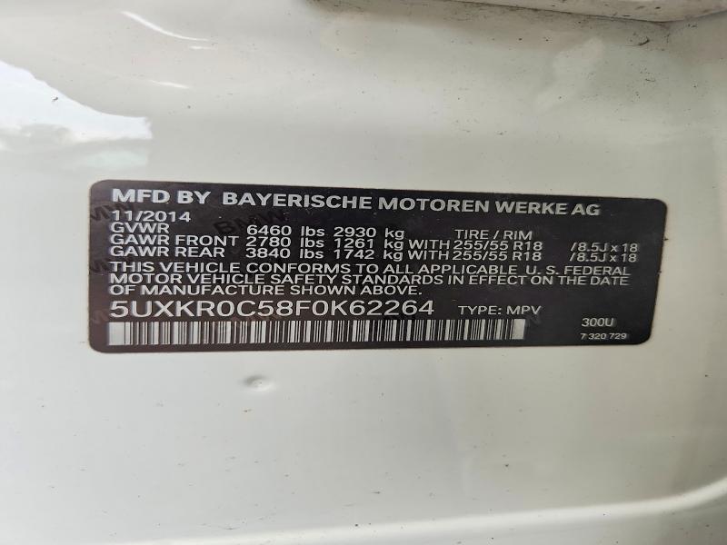 62420336 :رقم المزاد ، 5UXKR0C58F0K62264 vin ، 2015 Bmw X5 مزاد بيع