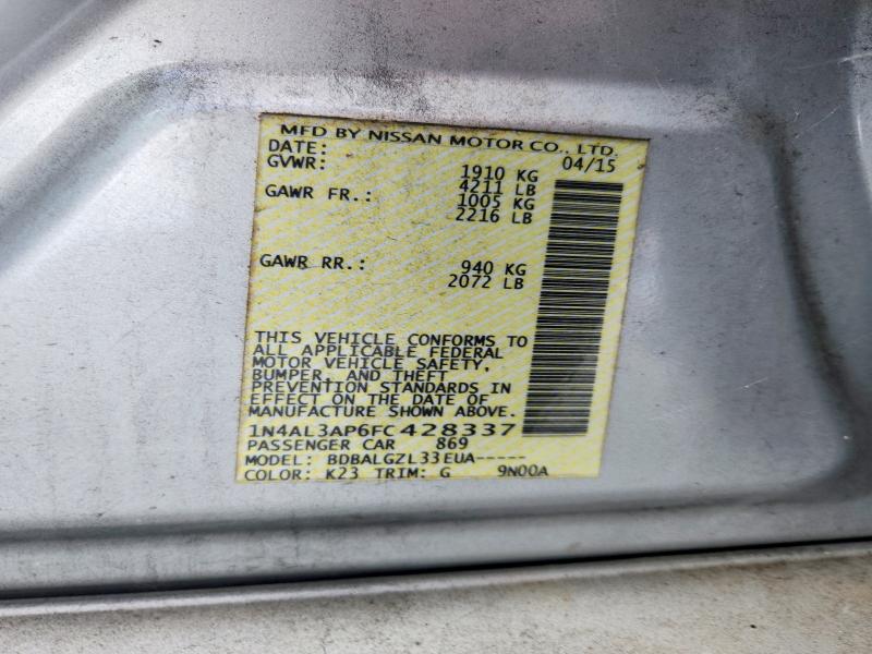 2015 Nissan Altima მანქანა იყიდება აუქციონზე, vin: 1N4AL3AP6FC428337, აუქციონის ნომერი: 58984416