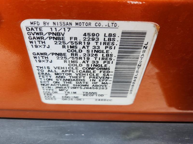 2018 Nissan Rogue მანქანა იყიდება აუქციონზე, vin: JN8AT2MT5JW456283, აუქციონის ნომერი: 62321936