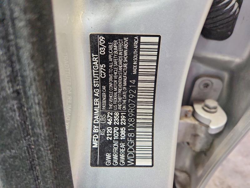 2009 Mercedes-benz C მანქანა იყიდება აუქციონზე, vin: WDDGF81X89R079214, აუქციონის ნომერი: 60204906