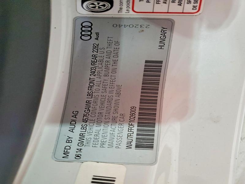 Aukcja sprzedaży 2015 Audi A3, vin: WAU7FLFF0F1026009, numer aukcji: 62827386