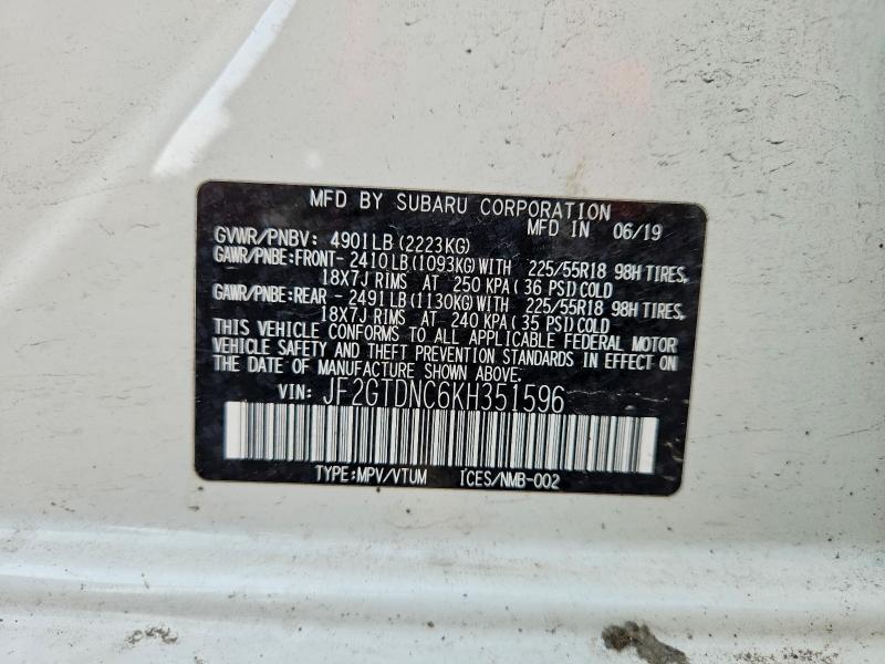Продажа на аукционе авто 2019 Subaru Crosstrek, vin: JF2GTDNC6KH351596, номер лота: 61239716