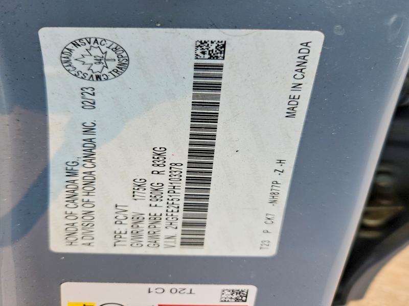 Продаж на аукціоні авто 2023 Honda Civic, vin: 2HGFE2F51PH103378, номер лоту: 60176916