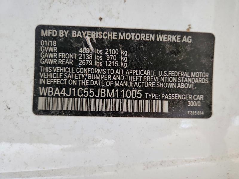 2018 Bmw 430i მანქანა იყიდება აუქციონზე, vin: WBA4J1C55JBM11005, აუქციონის ნომერი: 61896086