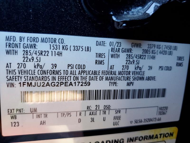 Продаж на аукціоні авто 2023 Ford Expedition, vin: 1FMJU2AG2PEA17259, номер лоту: 62288306