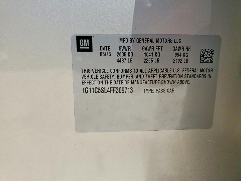 Продажа на аукционе авто 2015 Chevrolet Malibu, vin: 1G11C5SL4FF309713, номер лота: 62016926