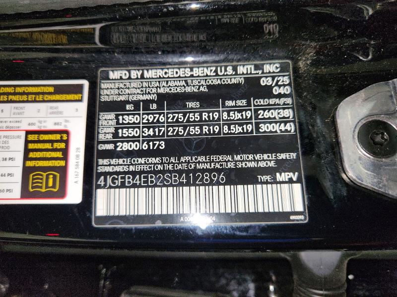 Aukcja sprzedaży 2025 Mercedes-benz Gle, vin: 4JGFB4EB2SB412896, numer aukcji: 61227096