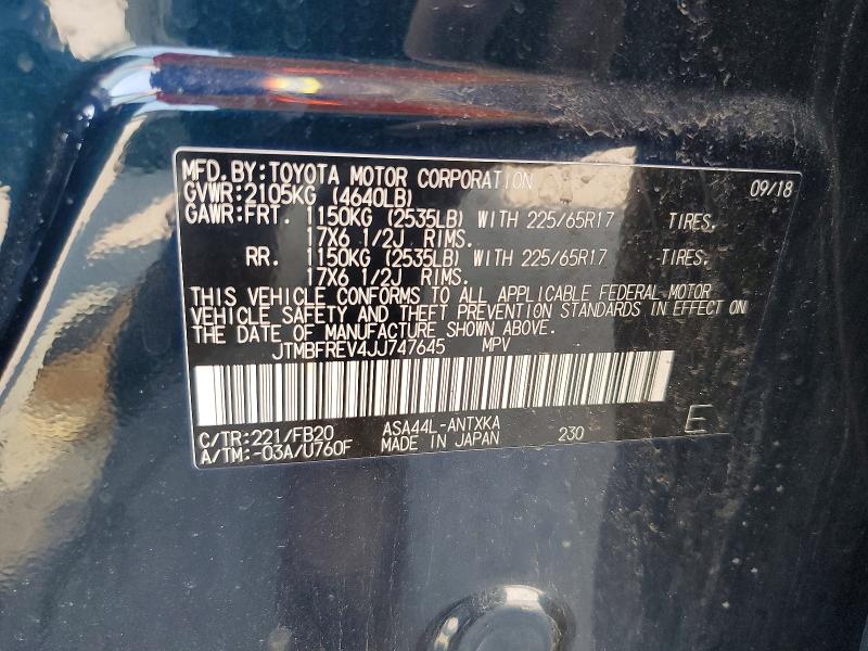 61049796 :رقم المزاد ، JTMBFREV4JJ747645 vin ، 2018 Toyota Rav4 مزاد بيع