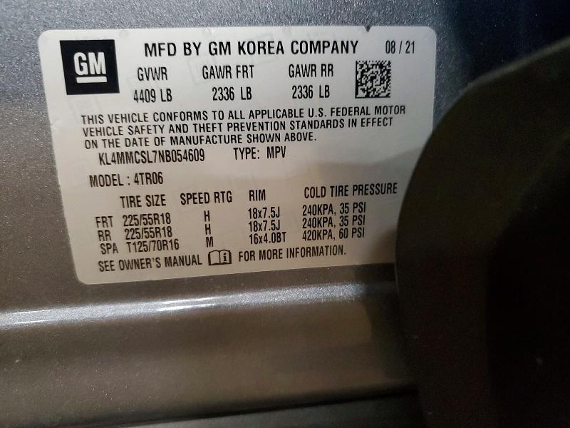 2022 Buick Encore Gx მანქანა იყიდება აუქციონზე, vin: KL4MMCSL7NB054609, აუქციონის ნომერი: 62830226