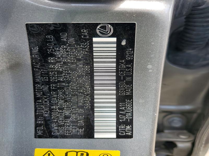 Aukcja sprzedaży 2017 Lexus Es, vin: 58ABK1GG4HU067088, numer aukcji: 61522686