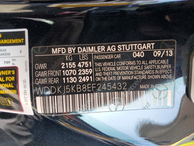 62539246 :رقم المزاد ، WDDKJ5KB8EF245432 vin ، 2014 Mercedes-benz E مزاد بيع