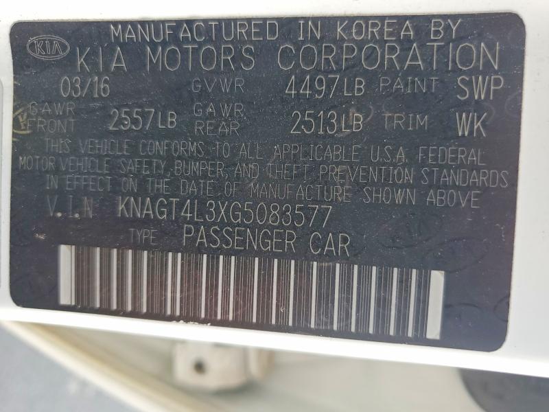 Продаж на аукціоні авто 2016 Kia Optima, vin: KNAGT4L3XG5083577, номер лоту: 62603996