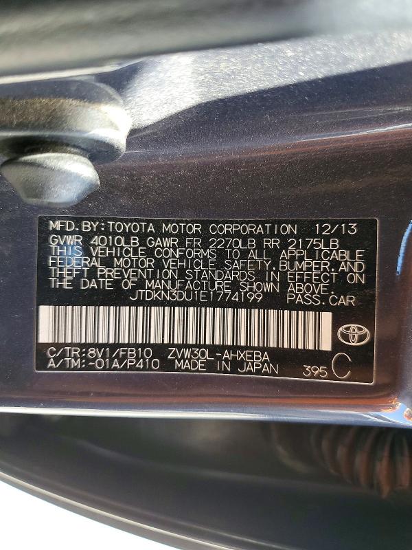 Продажа на аукционе авто 2014 Toyota Prius, vin: JTDKN3DU1E1774199, номер лота: 59915826