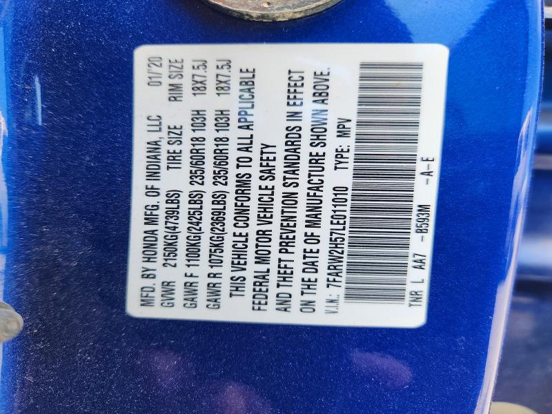 61850896 :رقم المزاد ، 7FARW2H57LE011010 vin ، 2020 Honda Cr-v مزاد بيع