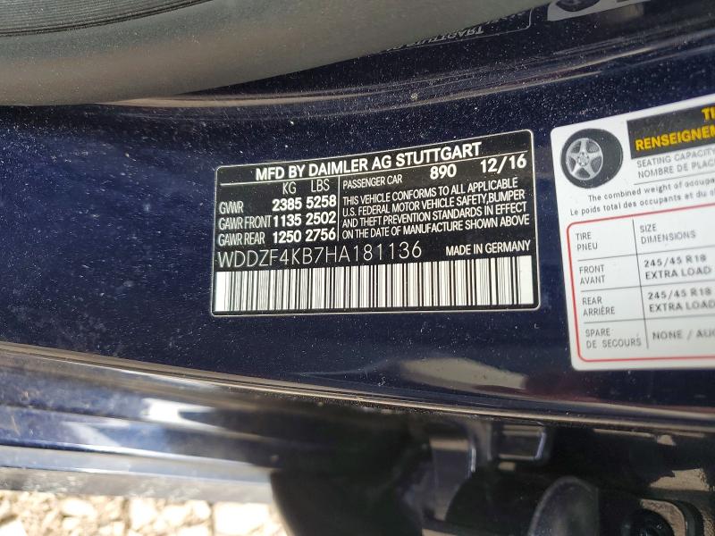 Продажа на аукционе авто 2017 Mercedes-benz E, vin: WDDZF4KB7HA181136, номер лота: 59772846