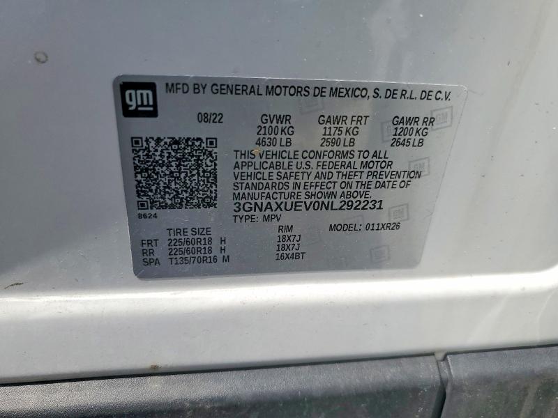 Продажа на аукционе авто 2022 Chevrolet Equinox, vin: 3GNAXUEV0NL292231, номер лота: 59380066