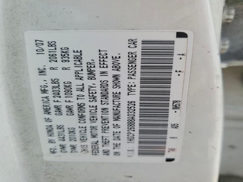 62974196 :رقم المزاد ، 1HGCP26888A032526 vin ، 2008 Honda Accord مزاد بيع