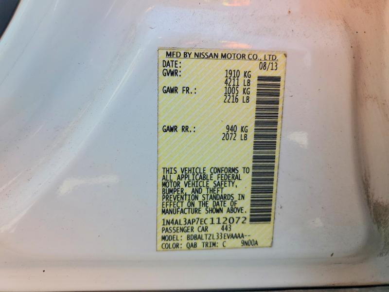 Продаж на аукціоні авто 2014 Nissan Altima, vin: 1N4AL3AP7EC112072, номер лоту: 60845556