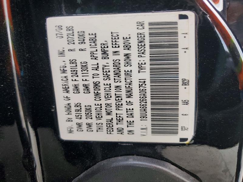 62259166 :رقم المزاد ، 19UUA66266A067541 vin ، 2006 Acura Tl مزاد بيع