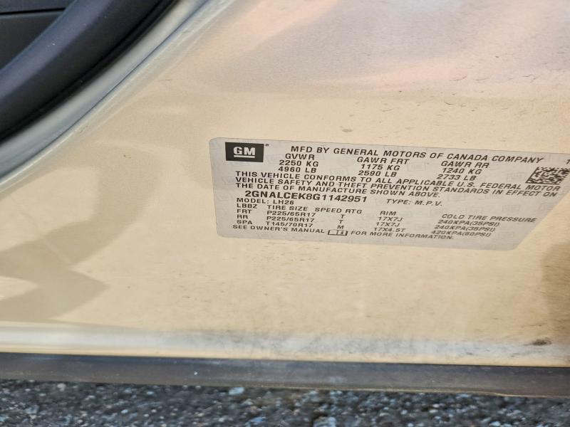 Aukcja sprzedaży 2016 Chevrolet Equinox, vin: 2GNALCEK8G1142951, numer aukcji: 62629776