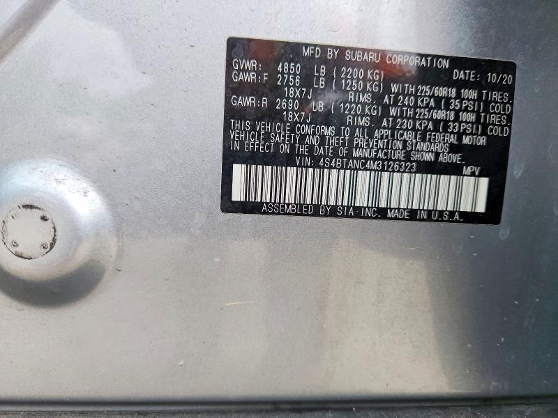 Продажа на аукционе авто 2021 Subaru Outback, vin: 4S4BTANC4M3126323, номер лота: 62591106