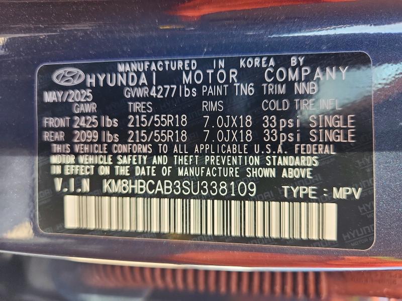 2025 Hyundai Kona მანქანა იყიდება აუქციონზე, vin: KM8HBCAB3SU338109, აუქციონის ნომერი: 61673716