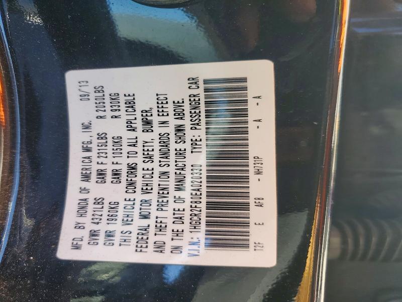 Auction sale of the 2014 Honda Accord, vin: 1HGCR2F80EA020330, lot number: 62666526