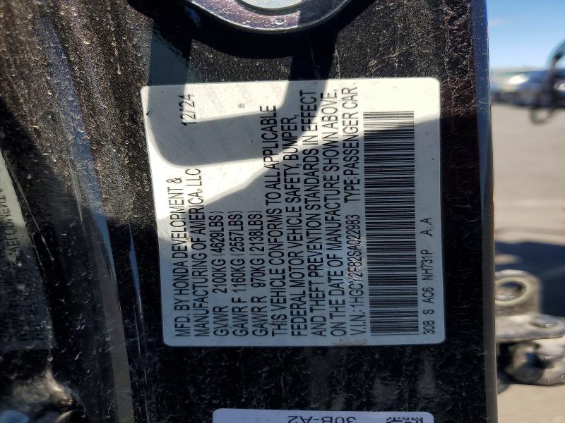Aukcja sprzedaży 2025 Honda Accord, vin: 1HGCY2F82SA022983, numer aukcji: 61873496