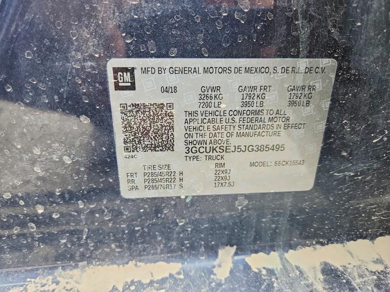 60596806 :رقم المزاد ، 3GCUKSEJ5JG385495 vin ، 2018 Chevrolet Silverado مزاد بيع