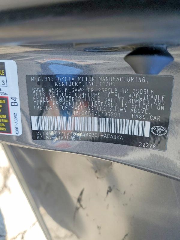 Продажа на аукционе авто 2007 Toyota Avalon, vin: 4T1BK36B77U195591, номер лота: 60464646