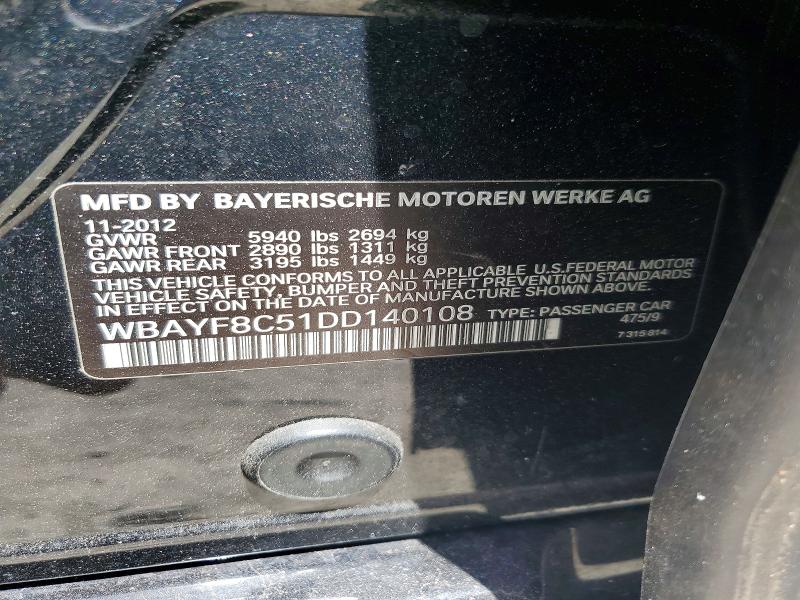 Продажа на аукционе авто 2013 Bmw 750, vin: WBAYF8C51DD140108, номер лота: 62230546