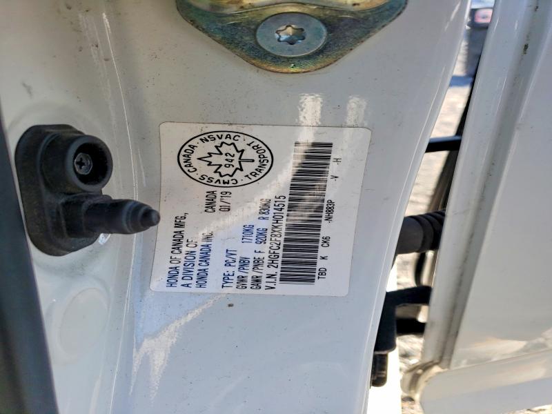 61675876 :رقم المزاد ، 2HGFC2F8XKH014515 vin ، 2019 Honda Civic مزاد بيع