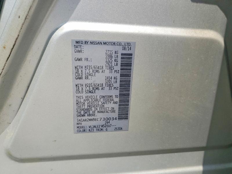 Продаж на аукціоні авто 2014 Nissan Pathfinder, vin: 5N1AR2MN9EC730034, номер лоту: 62830066