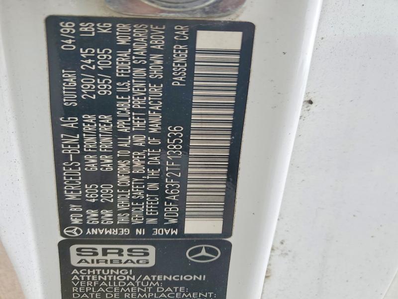 Aukcja sprzedaży 1996 Mercedes-benz Sl, vin: WDBFA63F2TF138536, numer aukcji: 59385026