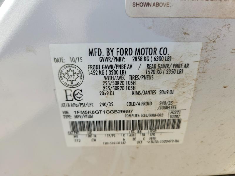 Продаж на аукціоні авто 2016 Ford Explorer, vin: 1FM5K8GT1GGB29697, номер лоту: 61036046