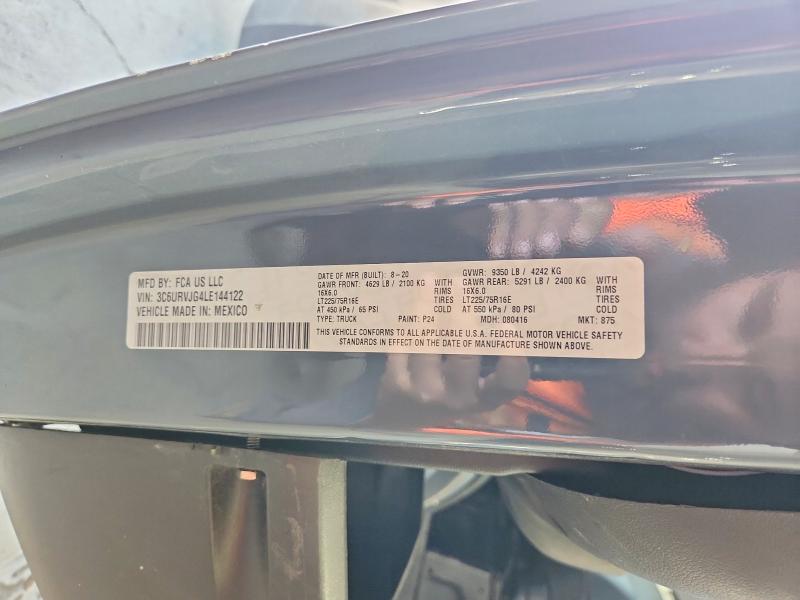 62324246 :رقم المزاد ، 3C6URVJG4LE144122 vin ، 2020 Ram Promaster 3500 مزاد بيع